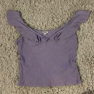Garage Light Purple Scoop Neck Off‎ the Shoulder Ribbed Tank